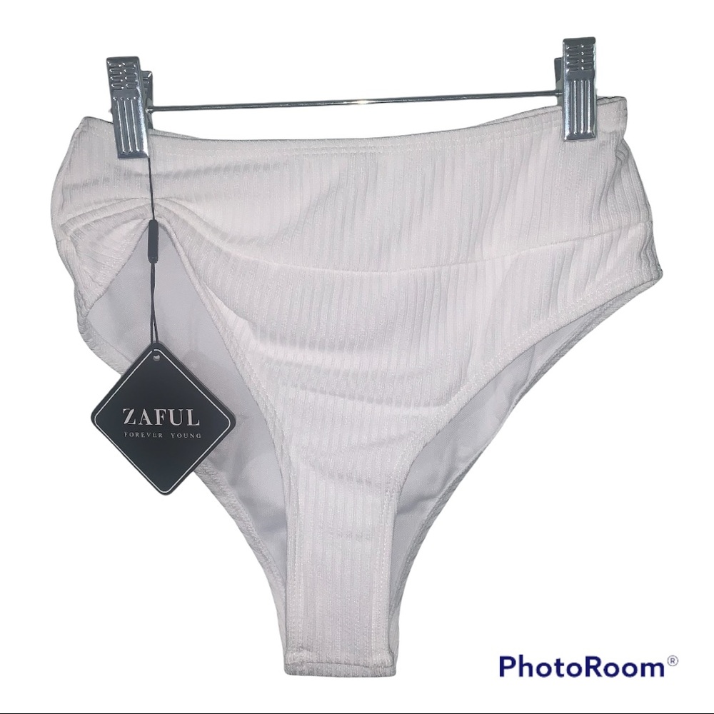 Zaful NWT Size Small high waisted ribbed swim bottoms